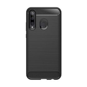 Microcase Huawei Enjoy 9s Brushed Carbon Fiber Siyah Silikon Kılıf