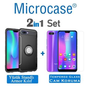 Microcase Huawei Honor 10 Yüzük Standlı Armor Silikon Kılıf