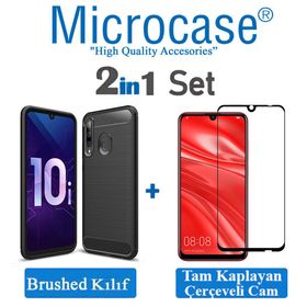 Microcase Huawei Honor 10I Brushed Carbon Fiber Siyah Silikon Kılıf