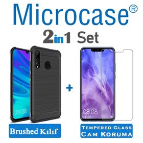 Microcase Huawei Honor 20I Brushed Carbon Fiber Siyah Silikon Kılıf