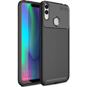 Microcase Huawei Honor 8C Maxy Serisi Carbon Fiber TPU Siyah Silikon Kılıf