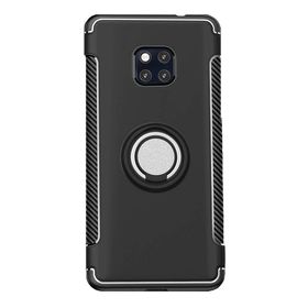 Microcase Huawei Mate 20 Pro Yüzük Standlı Armor Silikon Siyah Kılıf