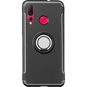 Microcase Huawei Nova 4 Yüzük Standlı Armor Siyah Silikon Kılıf