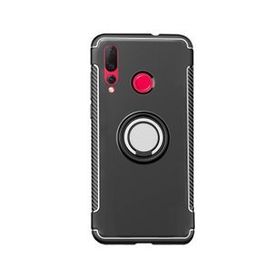 Microcase Huawei Nova 4 Yüzük Standlı Armor Siyah Silikon Kılıf