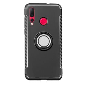 Microcase Huawei Nova 4 Yüzük Standlı Armor Siyah Silikon Kılıf