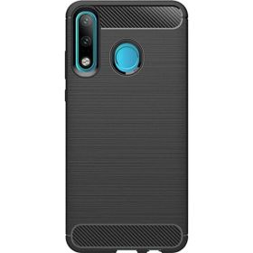 Microcase Huawei Nova 4e Brushed Carbon Fiber Siyah Silikon Kılıf