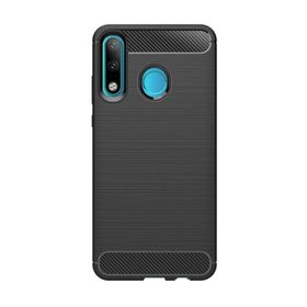 Microcase Huawei Nova 4e Brushed Carbon Fiber Siyah Silikon Kılıf