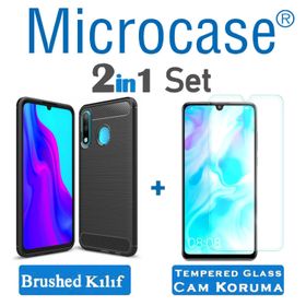 Microcase Huawei Nova 4e Brushed Carbon Fiber Siyah Silikon Kılıf