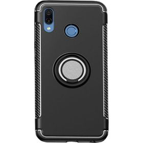 Microcase Huawei P Smart 2019 Yüzük Standlı Armor Silikon Siyah Kılıf