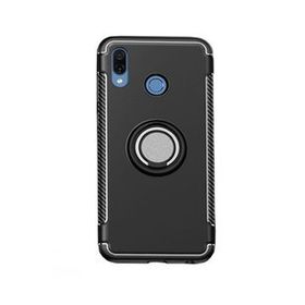 Microcase Huawei P Smart 2019 Yüzük Standlı Armor Silikon Siyah Kılıf