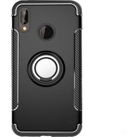 Microcase Huawei P20 Lite Yüzük Standlı Armor Silikon Siyah Kılıf