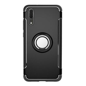Microcase Huawei P20 Yüzük Standlı Armor Silikon Siyah Kılıf