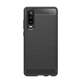 Microcase Huawei P30 Brushed Carbon Fiber Silikon Siyah Kılıf