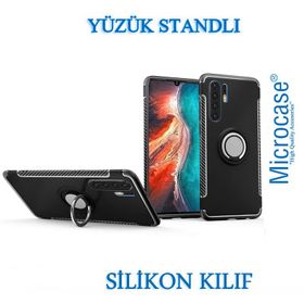 Microcase Huawei P30 Pro Yüzük Standlı Armor Silikon Siyah Kılıf