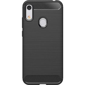 Microcase Huawei Y6 2019 Honor 8A Brushed Carbon Fiber Silikon Siyah Kılıf