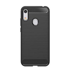 Microcase Huawei Y6 2019 Honor 8A Brushed Carbon Fiber Silikon Siyah Kılıf