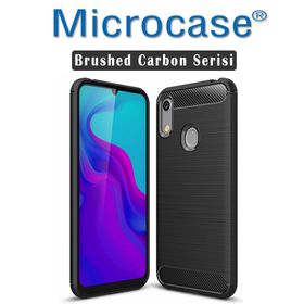 Microcase Huawei Y6 2019 Honor 8A Brushed Carbon Fiber Silikon Siyah Kılıf