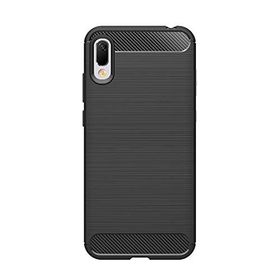 Microcase Huawei Y6 2019 Honor 8A Brushed Carbon Fiber Silikon Siyah Kılıf