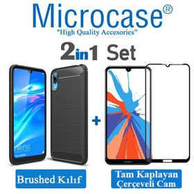 Microcase Huawei Y7 2019 Brushed Carbon Fiber Silikon Kılıf
