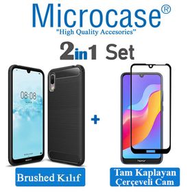 Microcase Huawei Y7 Pro 2018 Brushed Carbon Fiber Silikon Kılıf