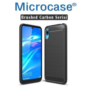 Microcase Huawei Y7 Pro 2019 Brushed Carbon Fiber Silikon Siyah Kılıf