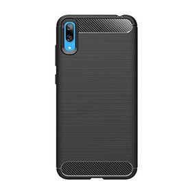 Microcase Huawei Y7 Pro 2019 Brushed Carbon Fiber Silikon Siyah Kılıf