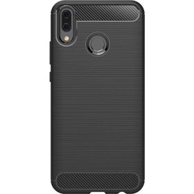 Microcase Huawei Y9 2019 Brushed Carbon Fiber Silikon TPU Siyah Kılıf