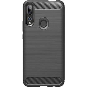 Microcase Huawei Y9 2019 Brushed Carbon Fiber Silikon TPU Siyah Kılıf