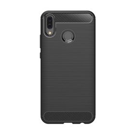 Microcase Huawei Y9 2019 Brushed Carbon Fiber Silikon TPU Siyah Kılıf