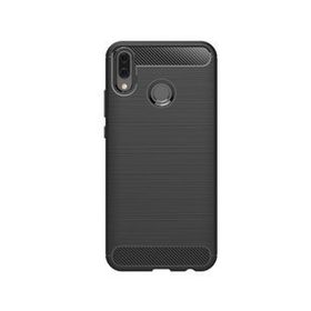 Microcase Huawei Y9 2019 Brushed Carbon Fiber Silikon TPU Siyah Kılıf