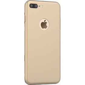 Microcase iPhone 8 Plus Premium Matte Silikon TPU Tempered Cam + Altın Kılıf