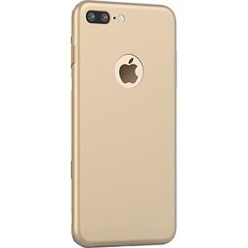 Microcase iPhone 8 Plus Premium Matte Silikon TPU Tempered Cam + Altın Kılıf