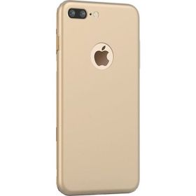Microcase iPhone 8 Plus Premium Matte Silikon TPU Tempered Cam + Altın Kılıf