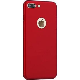 Microcase iPhone 8 Plus Premium Matte Silikon TPU Tempered Cam + Kırmızı Kılıf