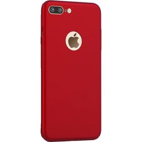 Microcase iPhone 8 Plus Premium Matte Silikon TPU Tempered Cam + Kırmızı Kılıf