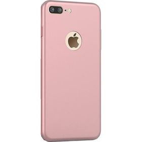 Microcase iPhone 8 Plus Premium Matte Silikon TPU Tempered Cam + Pembe Kılıf