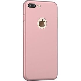 Microcase iPhone 8 Plus Premium Matte Silikon TPU Tempered Cam + Pembe Kılıf