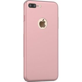 Microcase iPhone 8 Plus Premium Matte Silikon TPU Tempered Cam + Pembe Kılıf