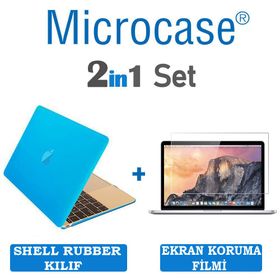 Microcase Macbook Pro 13-3 Shell Rubber Kapak Mavi Kılıf