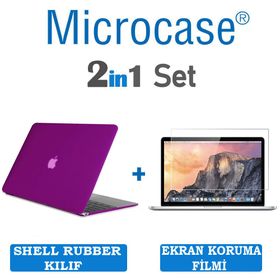 Microcase Macbook Pro 13-3 Shell Rubber Kapak Mor Kılıf