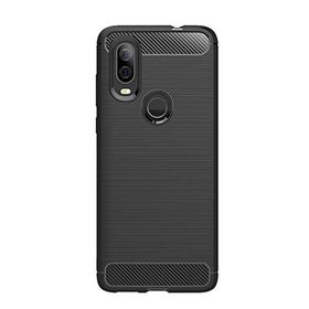 Microcase Motorola Moto One Vision Brushed Carbon Fiber TPU Siyah Silikon Kılıf