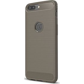 Microcase Oneplus 5 Brushed Carbon Fiber Silikon Tempered Cam + Gri Kılıf