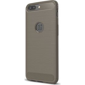 Microcase Oneplus 5 Brushed Carbon Fiber Silikon Tempered Cam + Gri Kılıf