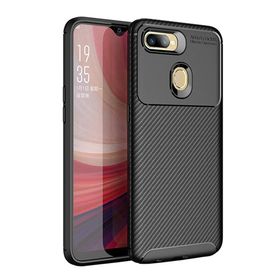 Microcase Oppo AX7 Maxy Serisi Carbon Fiber TPU Siyah Silikon Kılıf