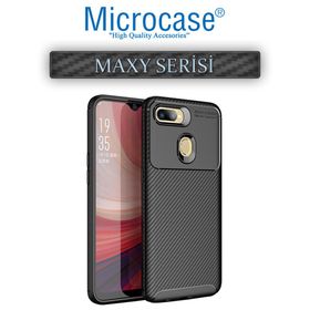 Microcase Oppo AX7 Maxy Serisi Carbon Fiber TPU Siyah Silikon Kılıf