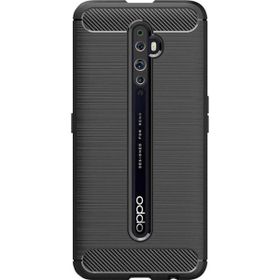 Microcase Oppo Reno Brushed Carbon Fiber Siyah Silikon Kılıf