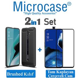 Microcase Oppo Reno Brushed Carbon Fiber Siyah Silikon Kılıf