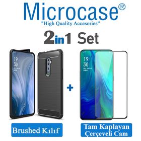 Microcase Oppo Reno Brushed Carbon Fiber Siyah Silikon Kılıf
