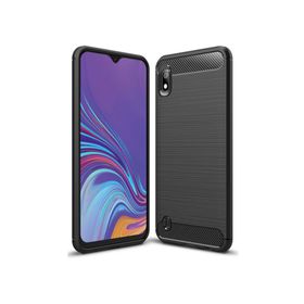 Microcase Samsung Galaxy A10 Brushed Carbon Fiber Silikon Siyah Kılıf