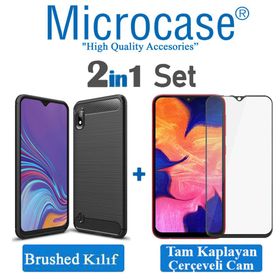 Microcase Samsung Galaxy A10 Brushed Carbon Fiber Silikon Siyah Kılıf